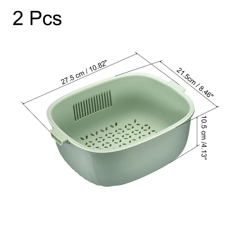 Colander Bowl Strainers Set 2PCS， Plastic Drain Basket Washing Colander