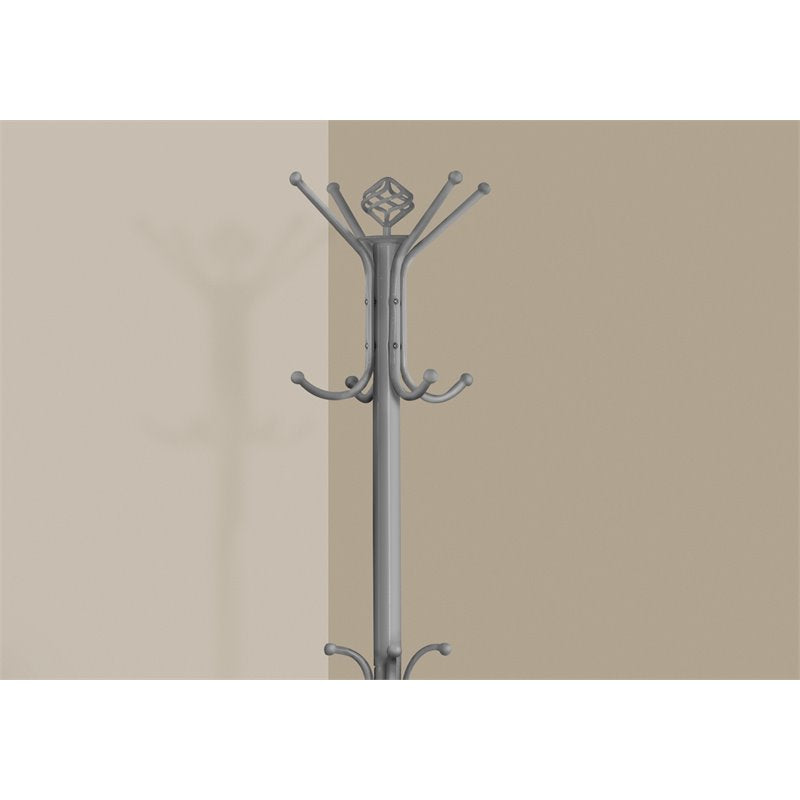 Pemberly Row Contemporary Metal Coat Rack in Silver