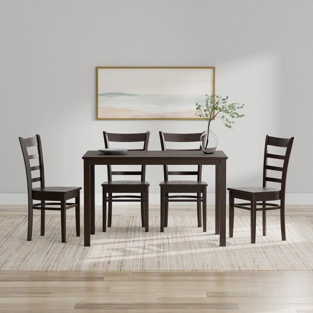 Wood Dining Table Slat Back Dining Chairs Dining Set 3 piece Or 5 piece Set