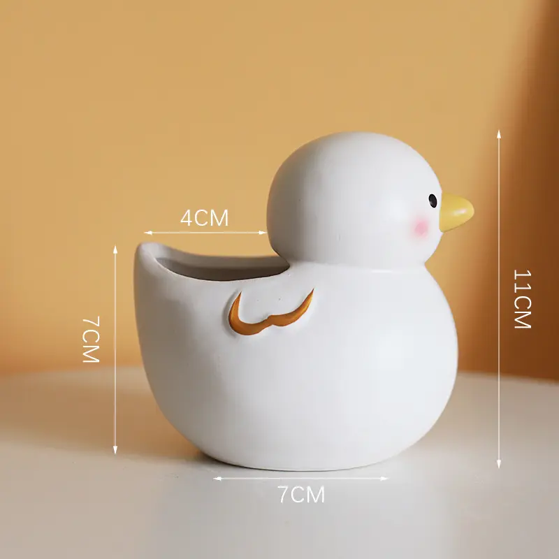 Cute White Duck MINI Flower Pot Home Desk Ledge Decoration Succulents Ceramic Flower Pots Christmas Flower Pots Indoor