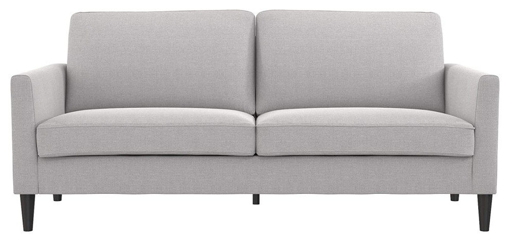 Modern Sofa  Linen Upholstery With Cushioned Seat  ampTapered Legs  Light Gray   Midcentury   Sofas   by Declusia  Houzz