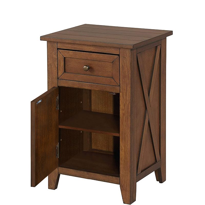 eHemco X-Side Wood Nightstand Side Table End Table with 1 Drawer and 1 Door Storage Cabinet