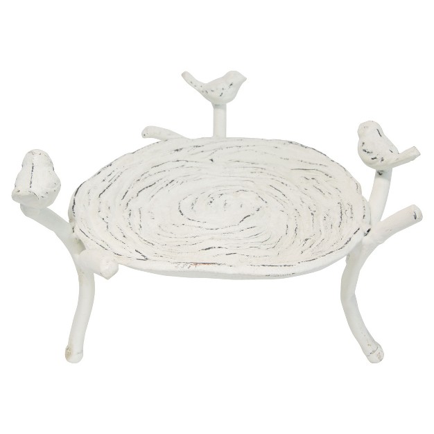 Rustic Antique White Metal Birds Nest Decorative Storage Trinket Tray Foreside Home amp Garden