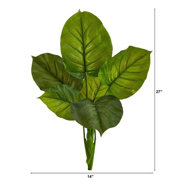 Nearly Natural 27 in Large Philodendron Leaf Artificial Bush Plant set Of 4