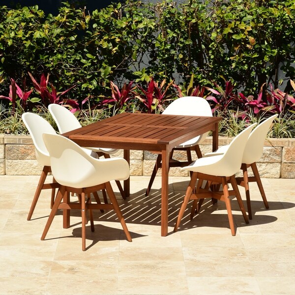 Rectangular Patio Table Eucalyptus Wood Ideal for Outdoors and Indoors