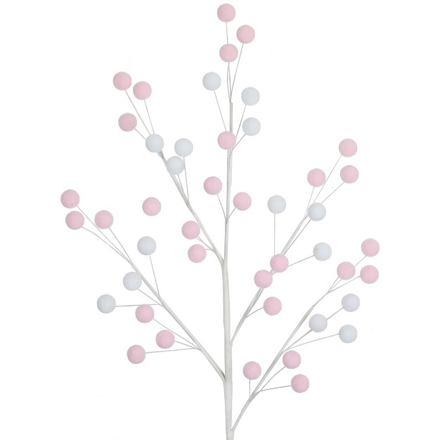 Pink And White Pom Pom Christmas Spray