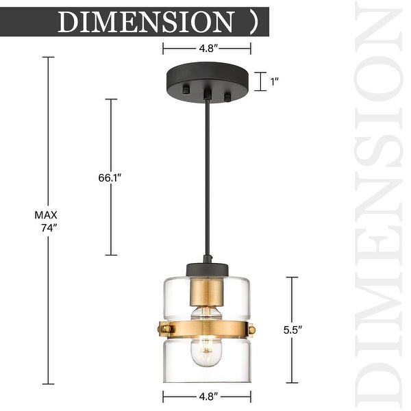 Modern Industrial Mini Pendant Light for Kitchen Island with Clear Glass Shade - 1-Light