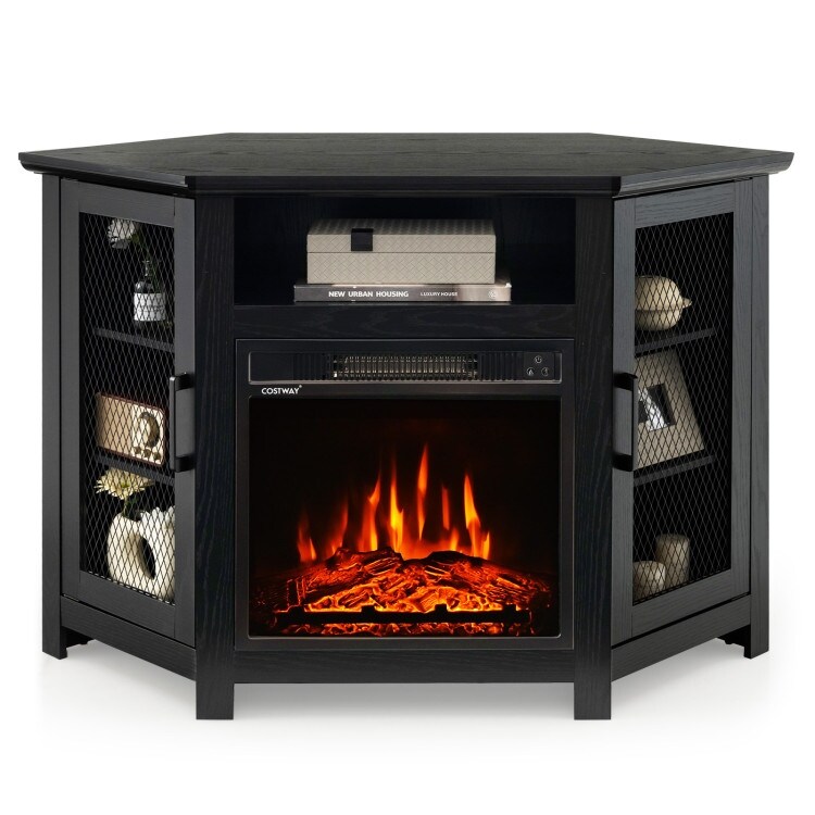 Corner TV Stand with 18 Inch Electric Fireplace for TVs up to 50 Inch   45\