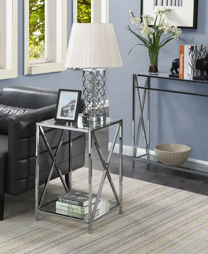 Convenience Concepts Oxford Chrome End Table with Shelf