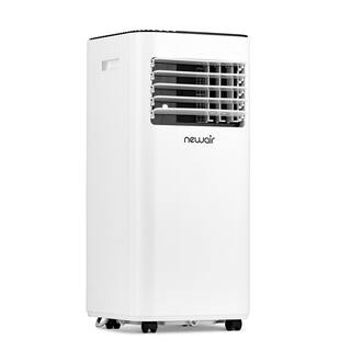 NewAir 8000 BTU (5300 BTU DOE) Quiet Compact Portable Air Conditioner AC and Dehumidifier in White with Remote and Window Kit NAC08KWH01