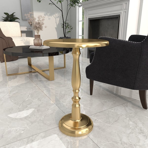 Gold Aluminum Traditional Accent Table 22 x 15 x 15