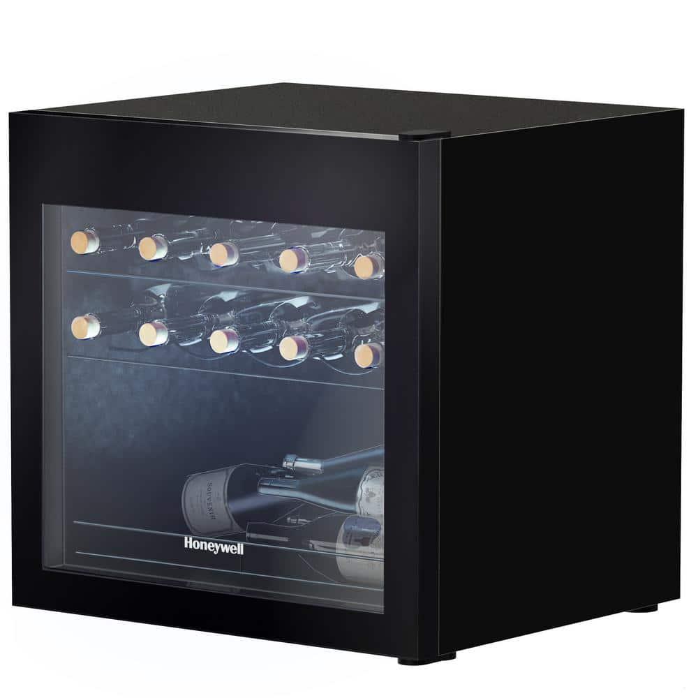 Honeywell 189 in Single Zone 14 Bottle Freestanding Countertop Wine Cooler in Black with Slide Out Wire Shelving