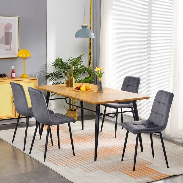 Set of 4 Modern Velvet Dining Chairs ， Fabric Accent Upholstered Chairs Side Chair with Black Legs for Dinning room