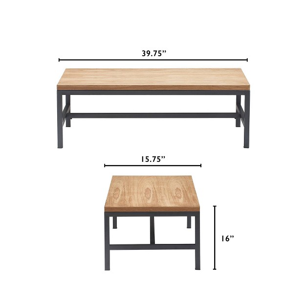 Dobson Natural Wood And Black Metal Coffee Table Natural Finch