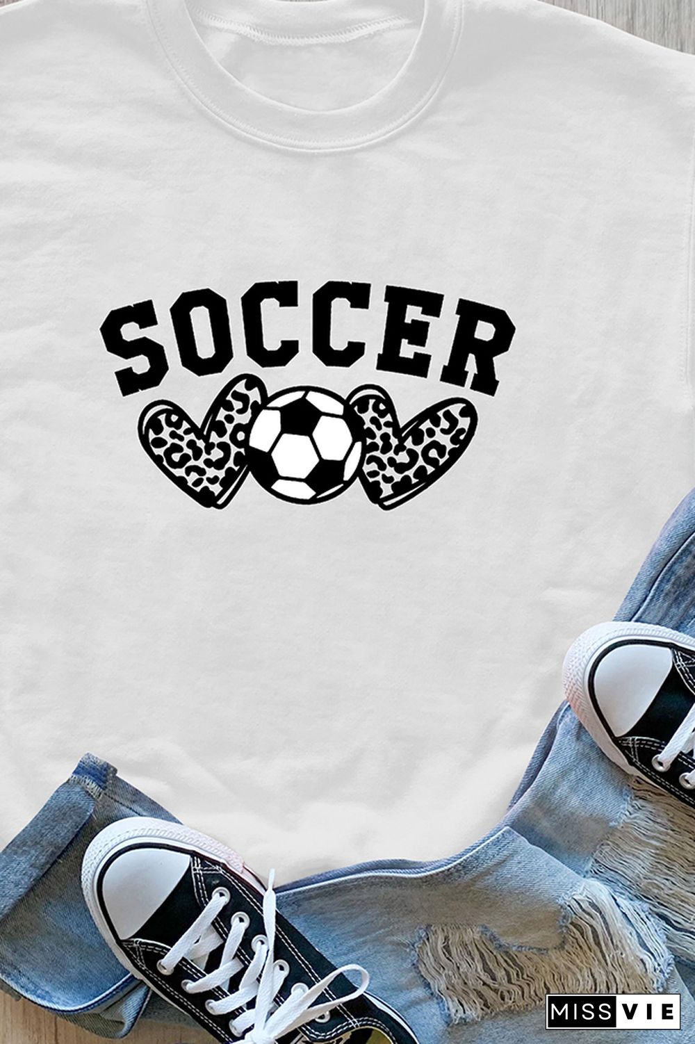 Soccer, Leopard Heart, Leopard Print Sweatshirt Wholesale