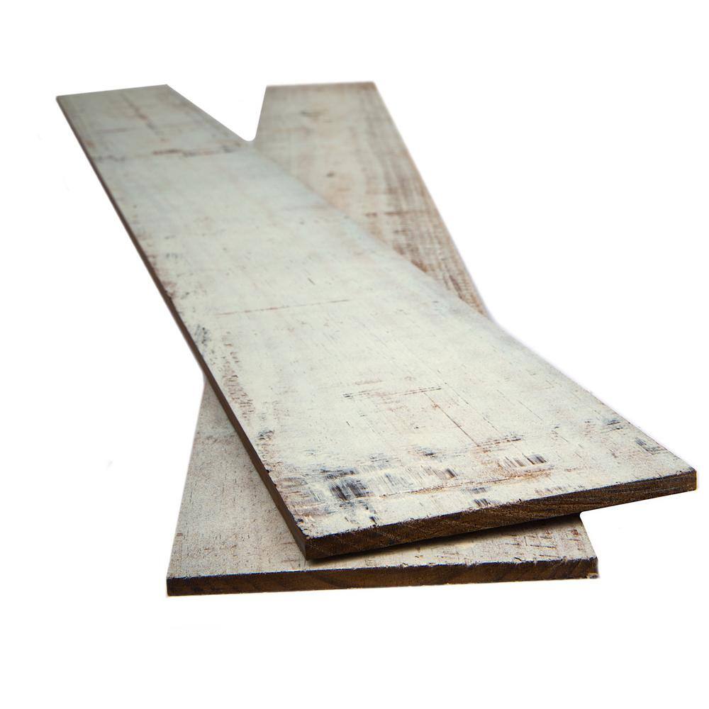 Easy Planking Thermo-treated 14 in. x 5 in. x 4 ft. White Barn Wood Wall Planks (10 sq. ft. per 6-Pack) E-104