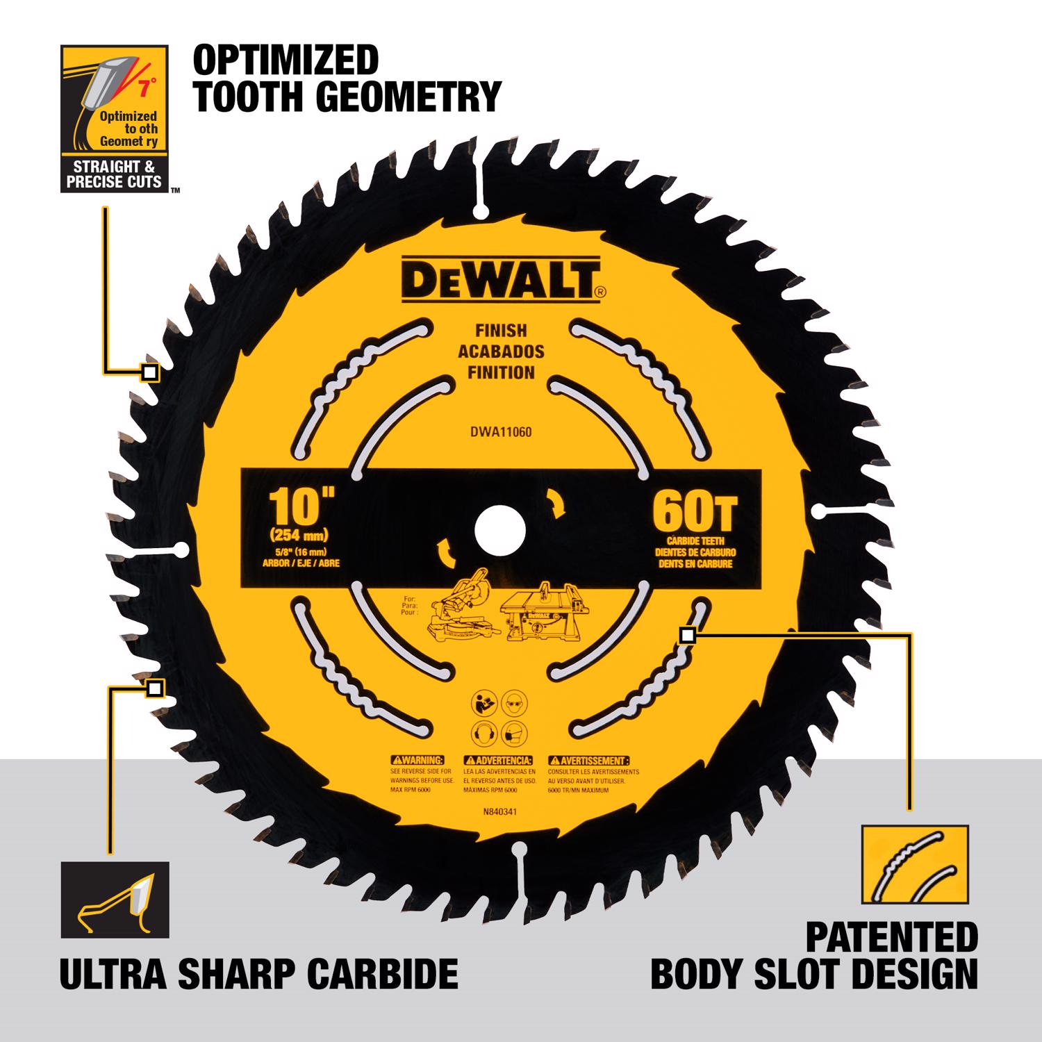 DW 10 in. D X 5/8 in. Carbide Tipped Circular Saw Blade 60 teeth 1 pc