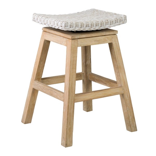 Rattan and Mango Wood Swivel Counter Stool