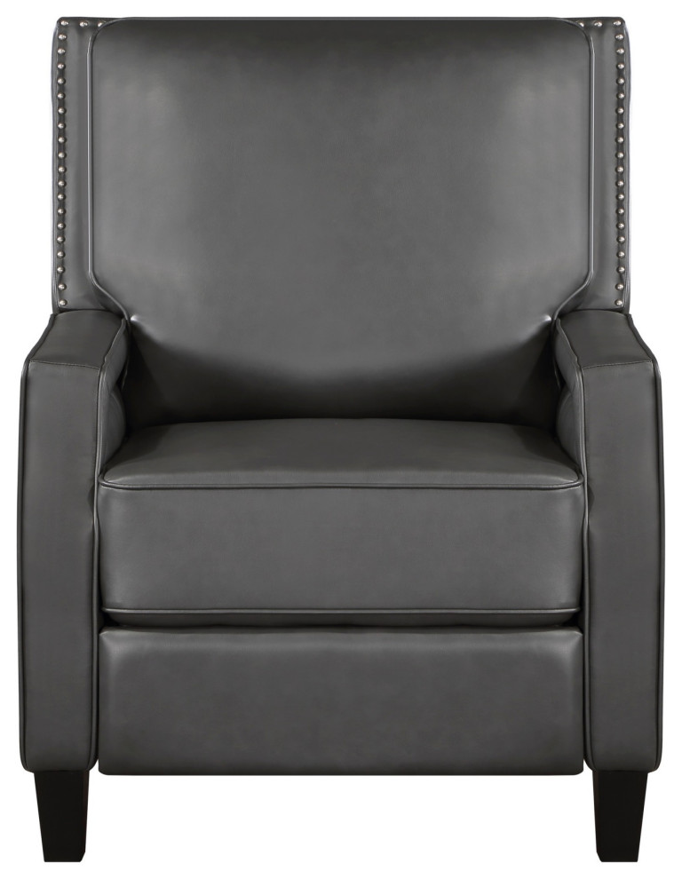 Berry 38 quotManual Recliner Armchair  Push Back  Black Vegan Leather   Transitional   Recliner Chairs   by VirVentures  Houzz