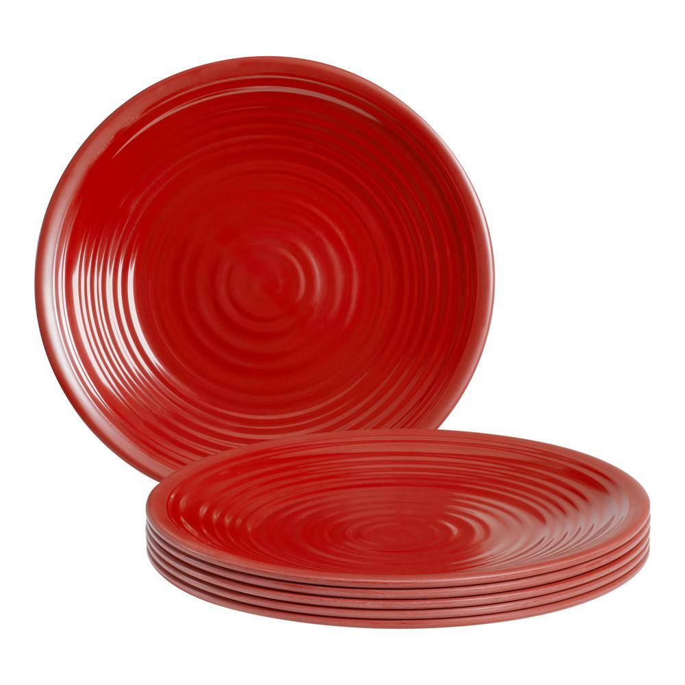 StyleWell Taryn Melamine Dinner Plates in Ribbed Chili Red (Set of 6) FF5881CHI