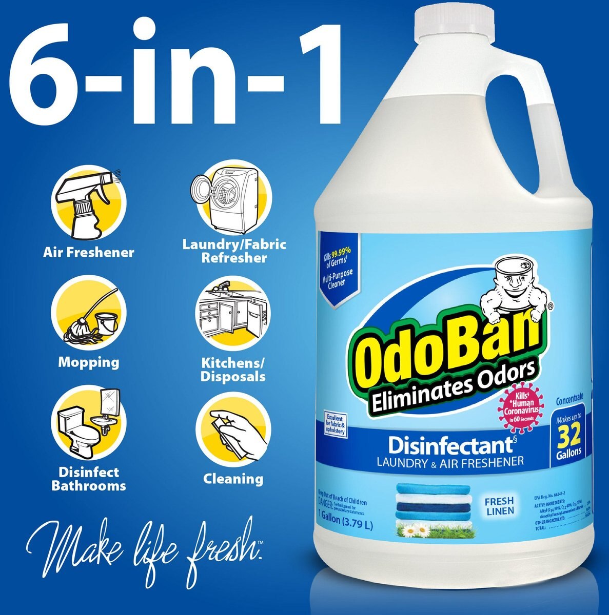 OdoBan Concentrate Fresh Linen Disinfectant， 1-gal