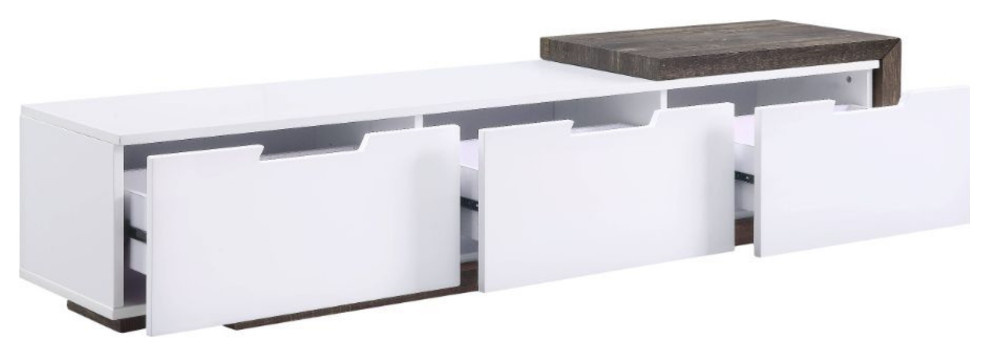 Ergode Tv Stand White High Gloss  ampRustic Oak   Transitional   Entertainment Centers And Tv Stands   by VirVentures  Houzz