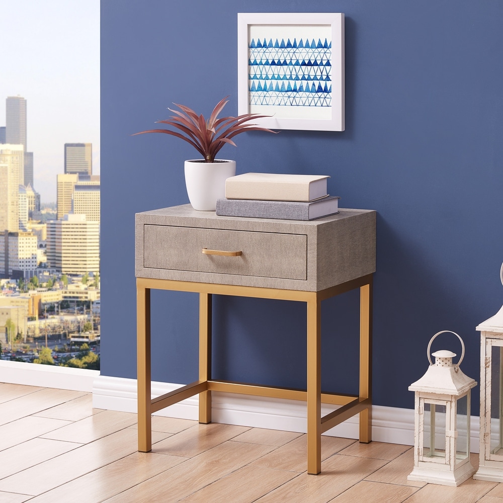 Durham Faux Shagreen 1 Drawer End Table