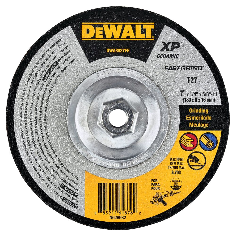 DW XP Ceramic Grinding Wheel 7 X 1/4 X 5/8-11 DWA8927FH from DW