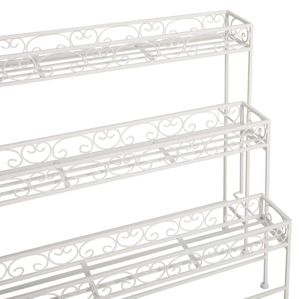 Litton Lane 28 In. x 30 In. White Metal French Country Plantstand 040551