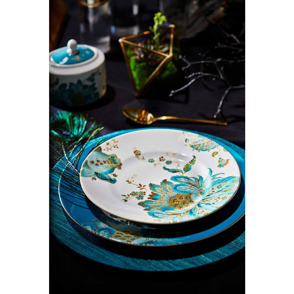 222 Fifth Eliza 16-Piece Casual Teal Porcelain Dinnerware Set (Service for 4) 1014TL803L1G97