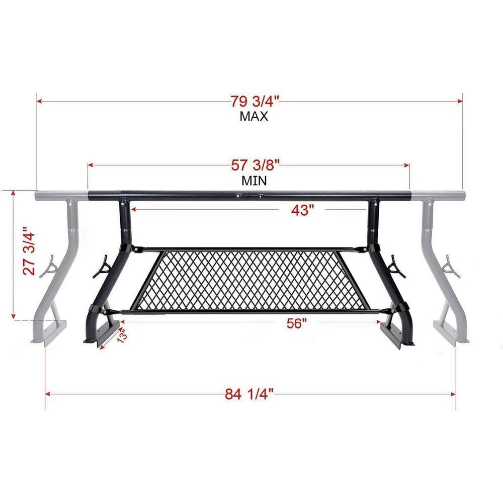 CALHOME 800 lbs. Universal Pickup Truck Ladder Rack 2 Bars w Mounting Clamps Load Stops Window Protector (27-34 in.) =%WProtect+New-PU-Flat+Clp-K(8)+Stop01