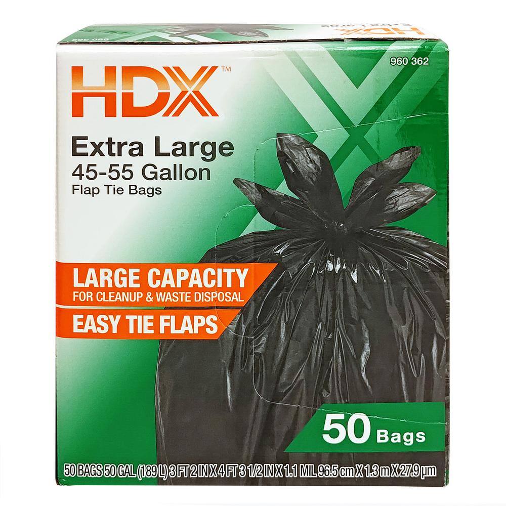 HDX 50 Gal. Wave Cut Extra-Large Trash Bags (200-Count) HD50WCE050B-4PK