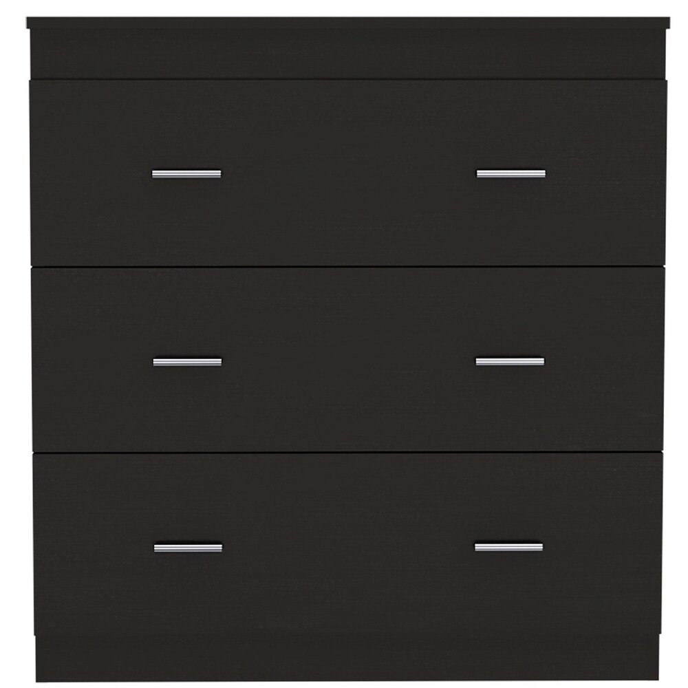 Classic Three Drawer Dresser with Handles Black/Light Gray/White