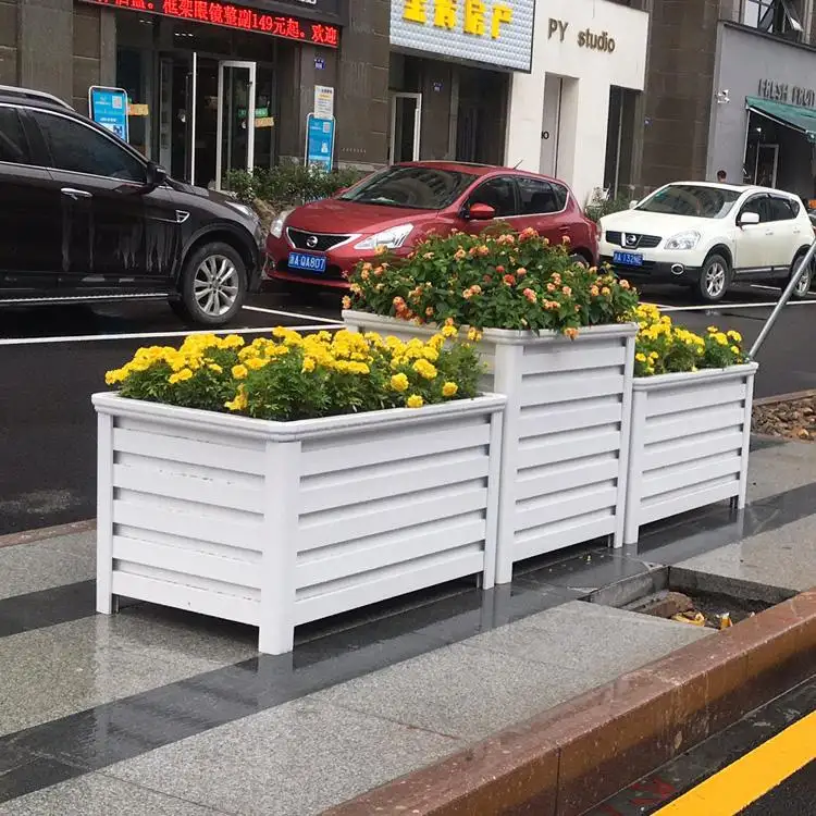 Outdoor White Light Weight Planter Box Large Aluminum Planter Pots Modern Style Planting Trees and Flowers