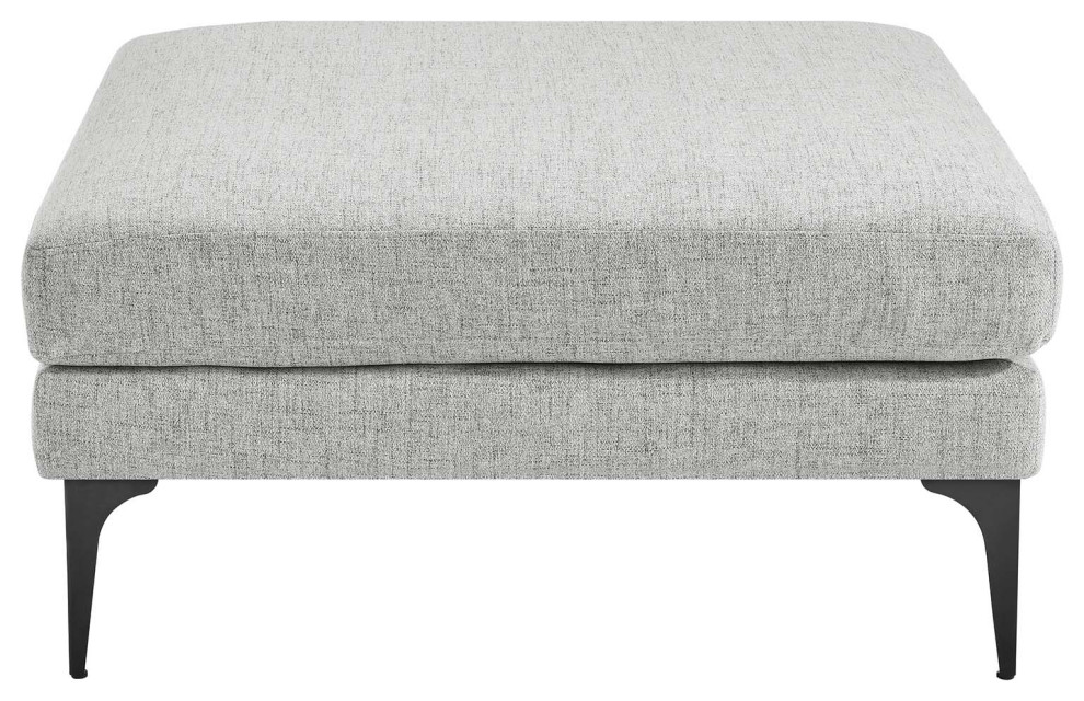 Evermore Upholstered Fabric Ottoman  Light Gray   Midcentury   Footstools And Ottomans   by First of a Kind USA Inc  Houzz