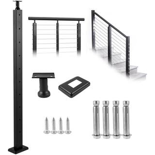 VEVOR Stainless Steel Railing Stairs 36 in. x 0.98 in. x 1.97 in. Cable Railing Post with Mounting Bracket Handrails for Steps LGZHY91.42.5520JLV0