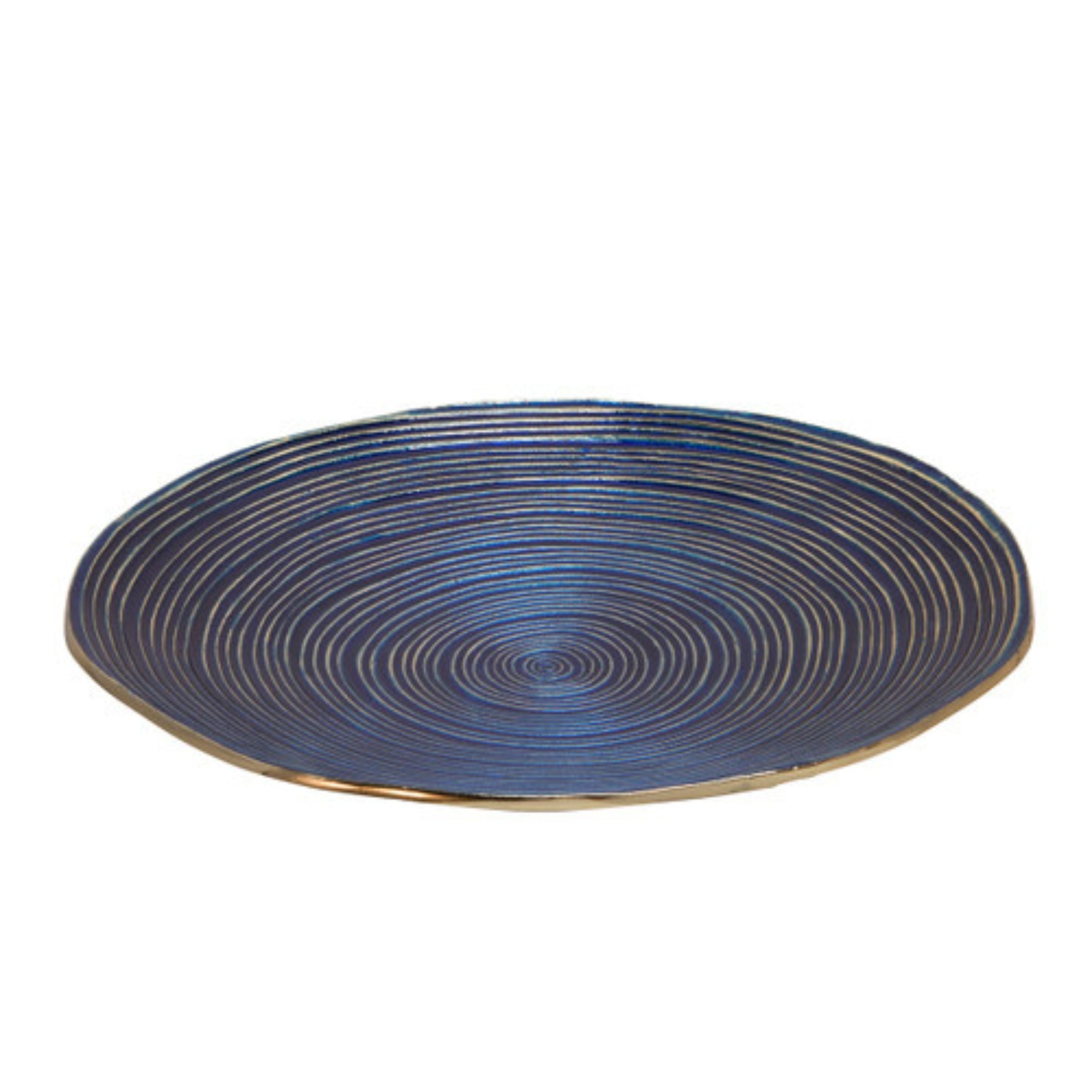 Set Of 2 Decorative Metal Swirl Tray - Blue/Multi 15559