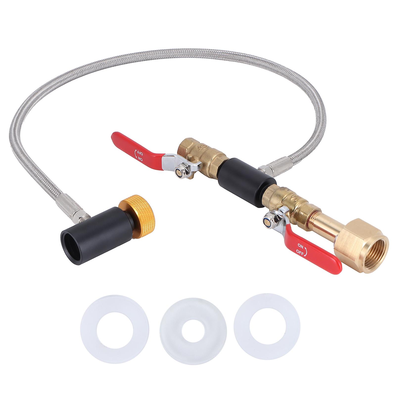 G5/8-14 24in Dual Valve Ptfe Hose With Soda Gold Asa Co2 Universal External Hose Adapter