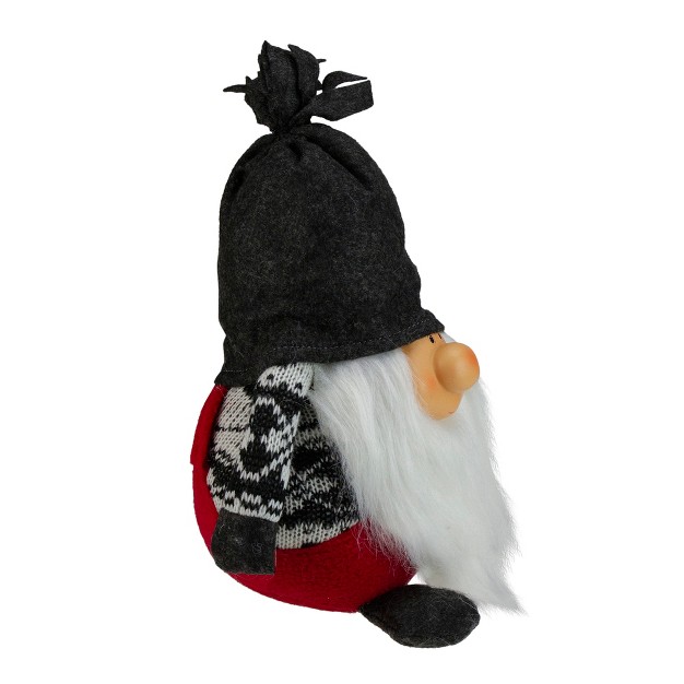 Charcoal Gray And Red Happy Smiling Gnome Christmas Tabletop Decor