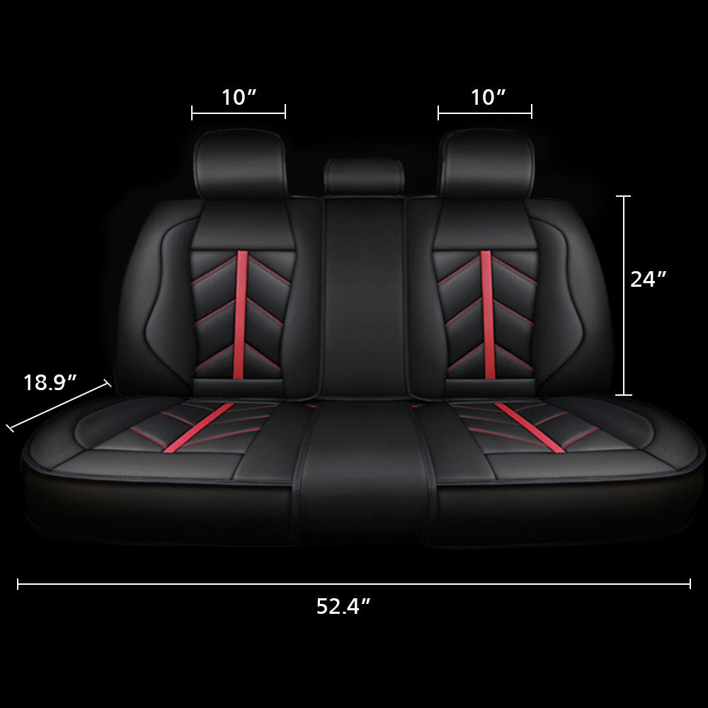 OTOEZ 5D Luxury Leather Car Seat Cover Full Set Front， Rear 5 Seats Protector Universal Fit