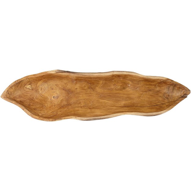 Wide Teak Wood Leaf Decorative Bowl