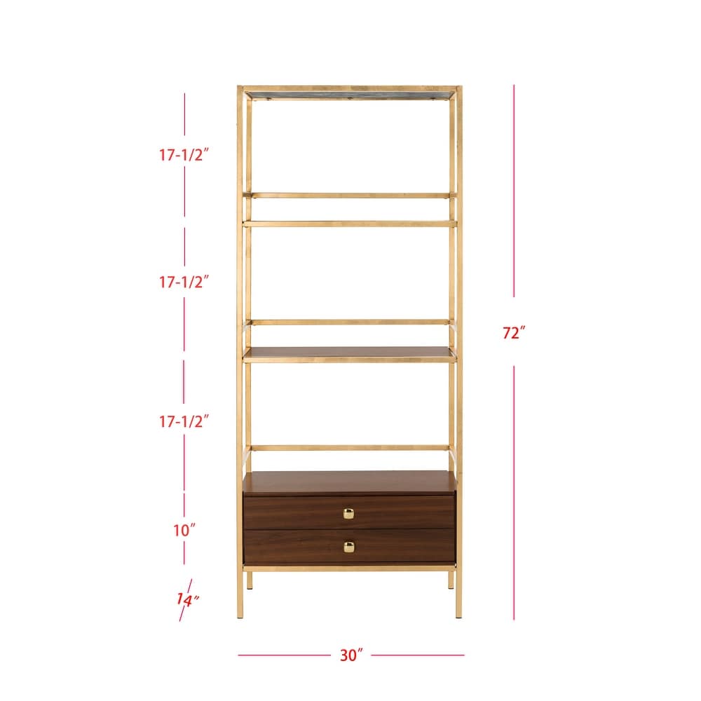 SAFAVIEH Skylar 4 tier 1 Drawer Gold/ Grey étagère   30\