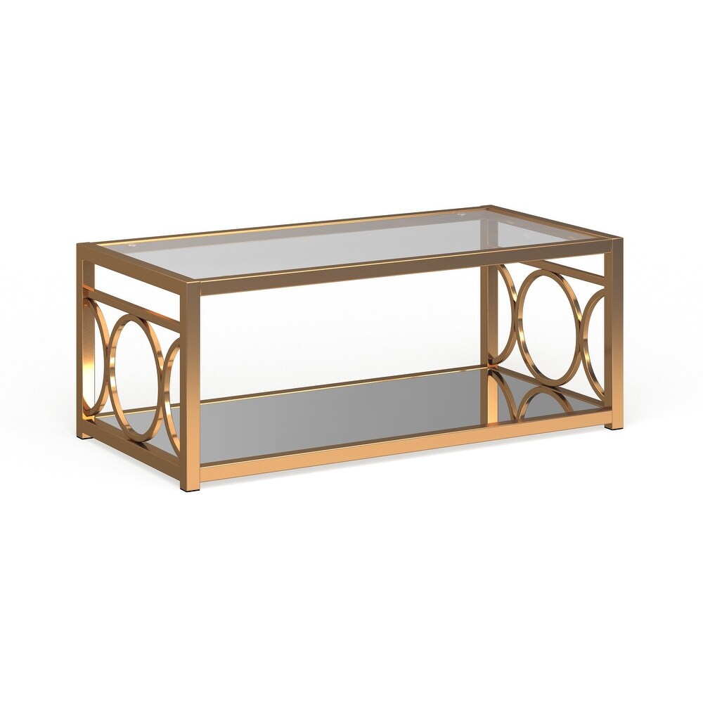 Pehrson Contemporary 47 inch Glass Top 1 Shelf Coffee Table by Silver Orchid