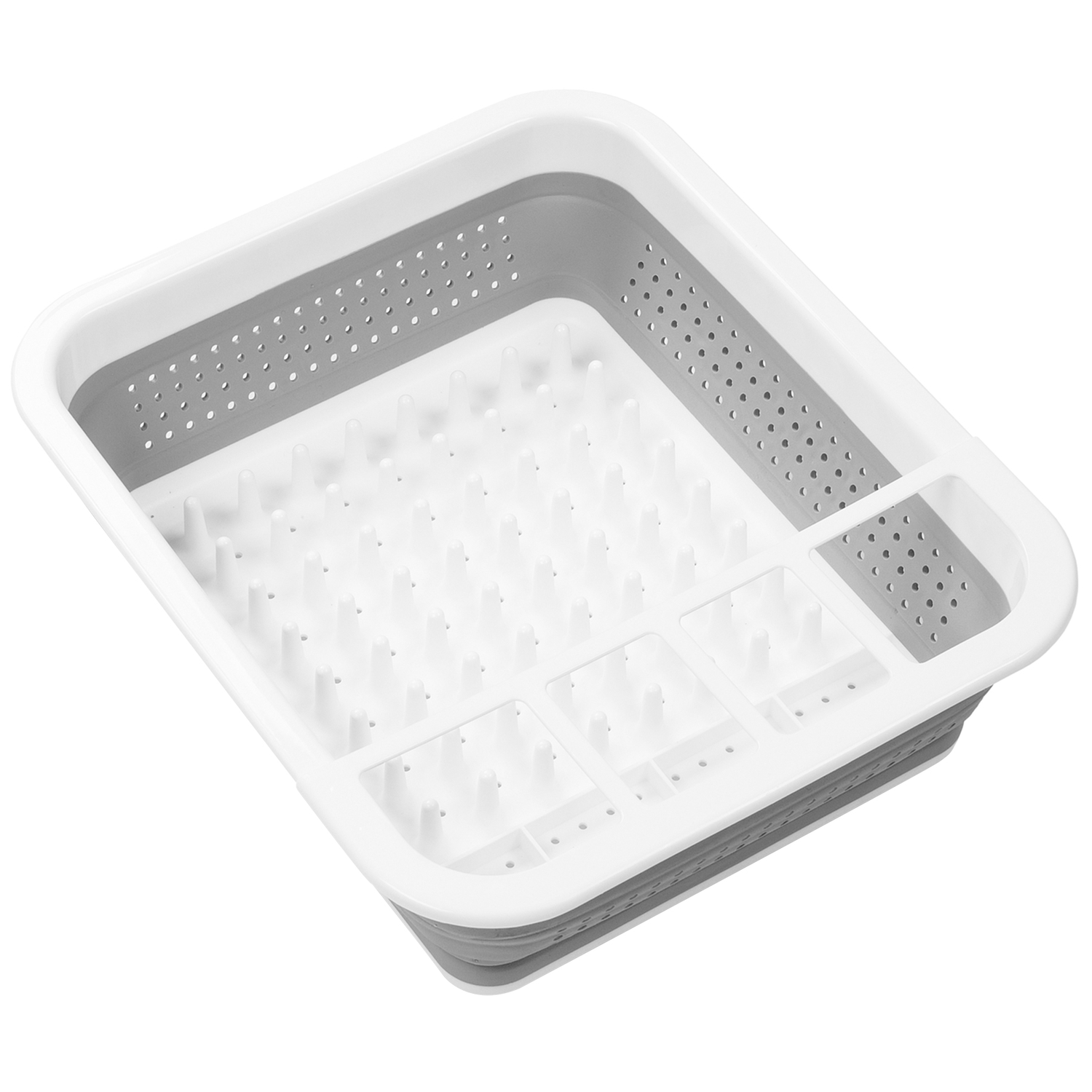 Madesmart 14.63 in. L X 12.63 in. W X 5.5 in. H Gray/White Plastic Dish Rack