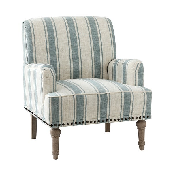 Geltrude Upholstered Farmhouse Nailheads Arm Chair with Spindle Legs by HULALA HOME