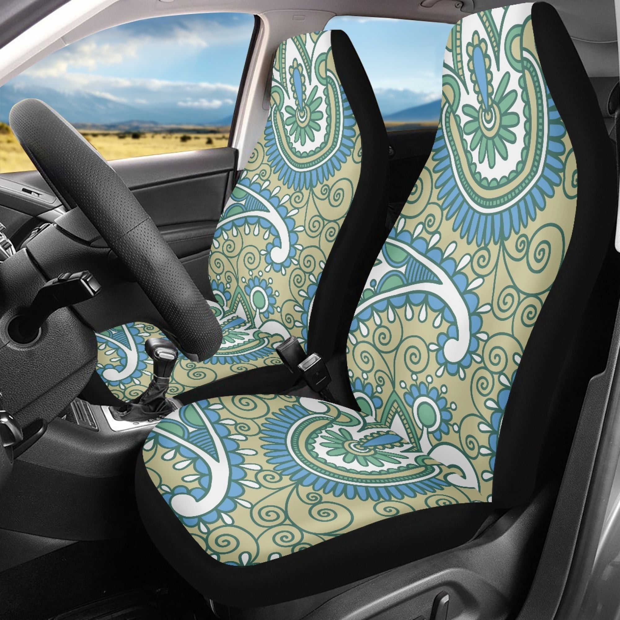 Bivenant Store Paisley Print Car Seat Covers Set Universal Fit Automotive Seat Covers Washable Car Seat Cover for SUV， Sedan and Van