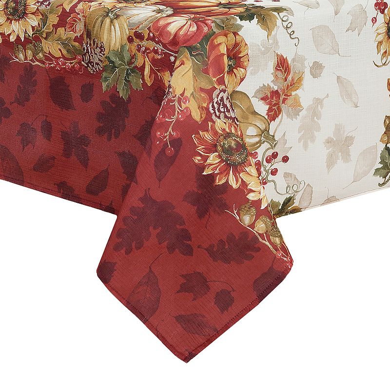 Elrene Home Fashions Swaying Leaves Bordered Fall Rectangle Tablecloth