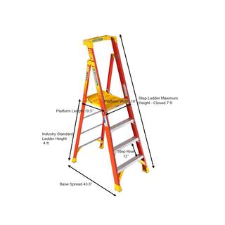 Werner 4 ft. Fiberglass Podium Step Ladder (10 ft. Reach) 300 lbs. Type IA Duty Rating PD6204