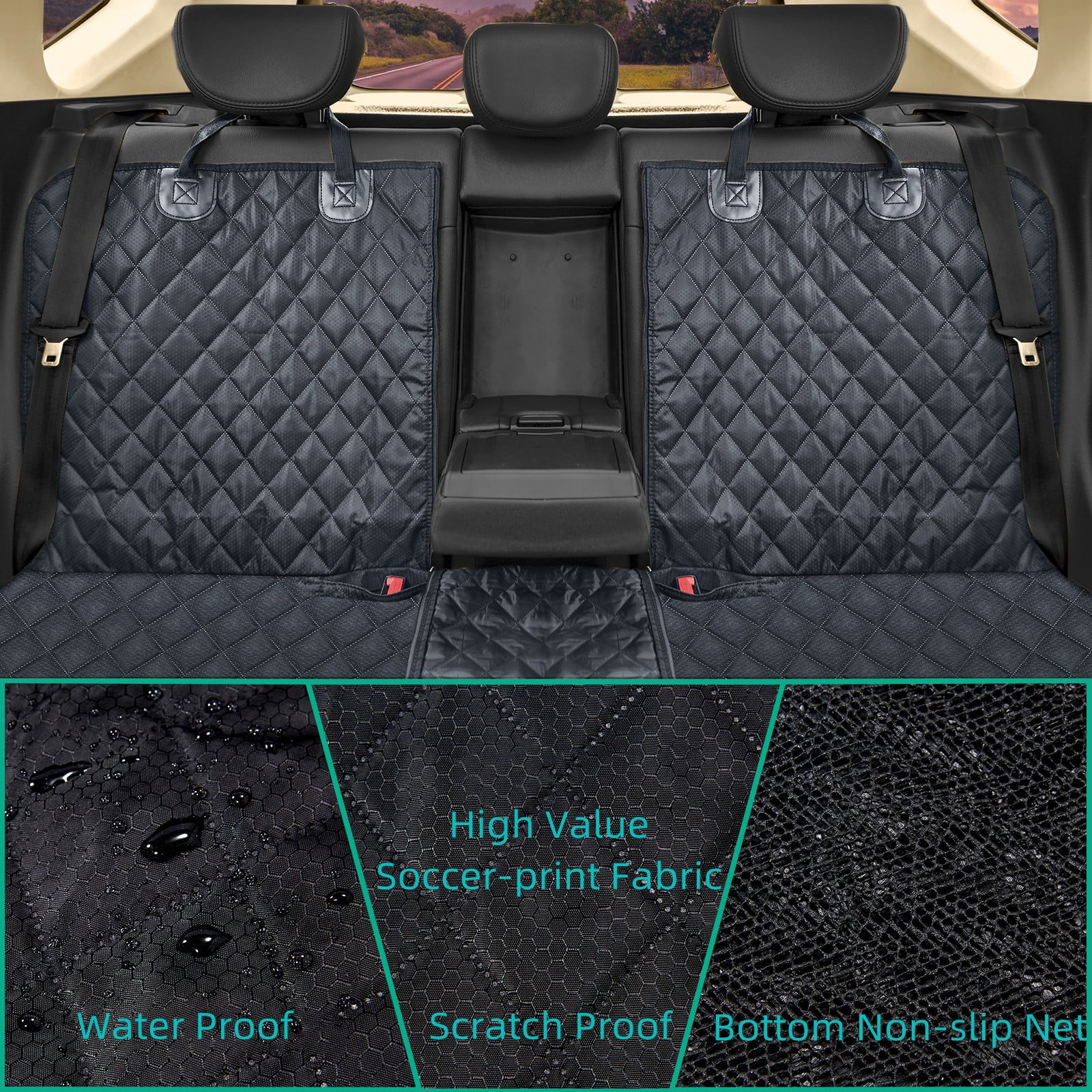 Anosospecial Dog Car Seat Cover for Back Seat Cover for Kids ，Water Proof Durable Universal Fit  SUV