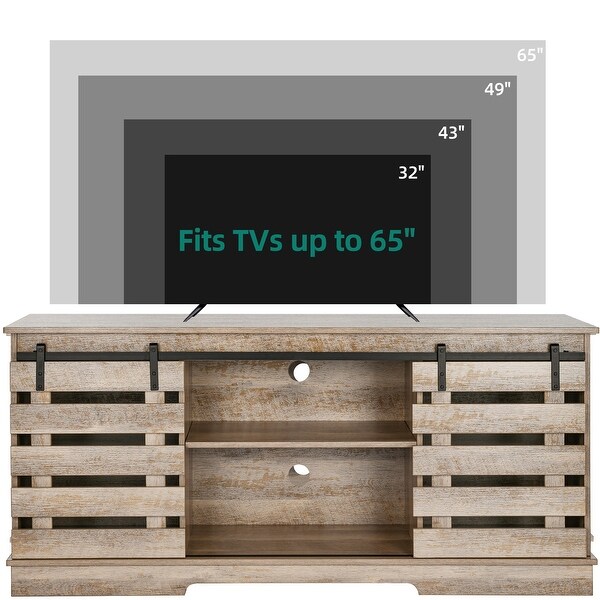 Evelynn Modern TV Stand TV Console Sliding Fence Farmhouse Barn Doors for TVs up to 65